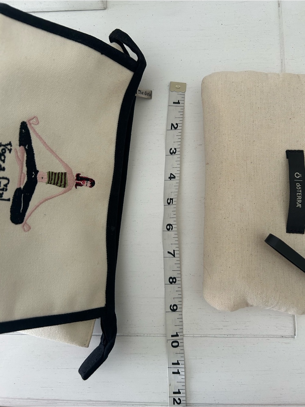 Yoga Girl by The Girls Embroidered 
 Canvas Bag Plus Extra Bag Cream & Black - Picture 15 of 16